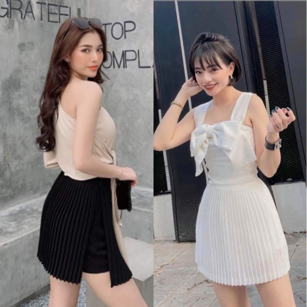 Chân Váy Dập Ly Form Ngắn Có Lót Quần