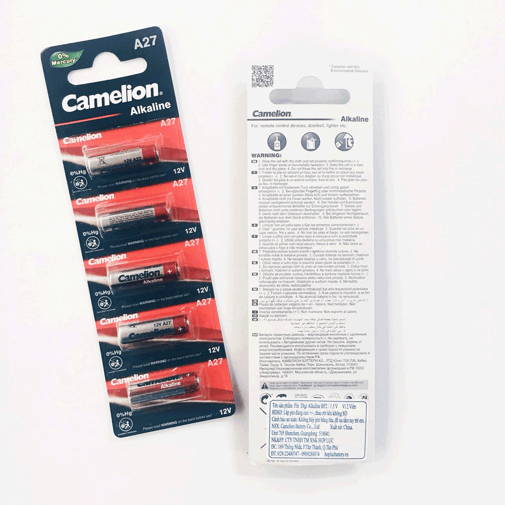 Combo 2 viên pin A27 Camelion Alkaline 12V