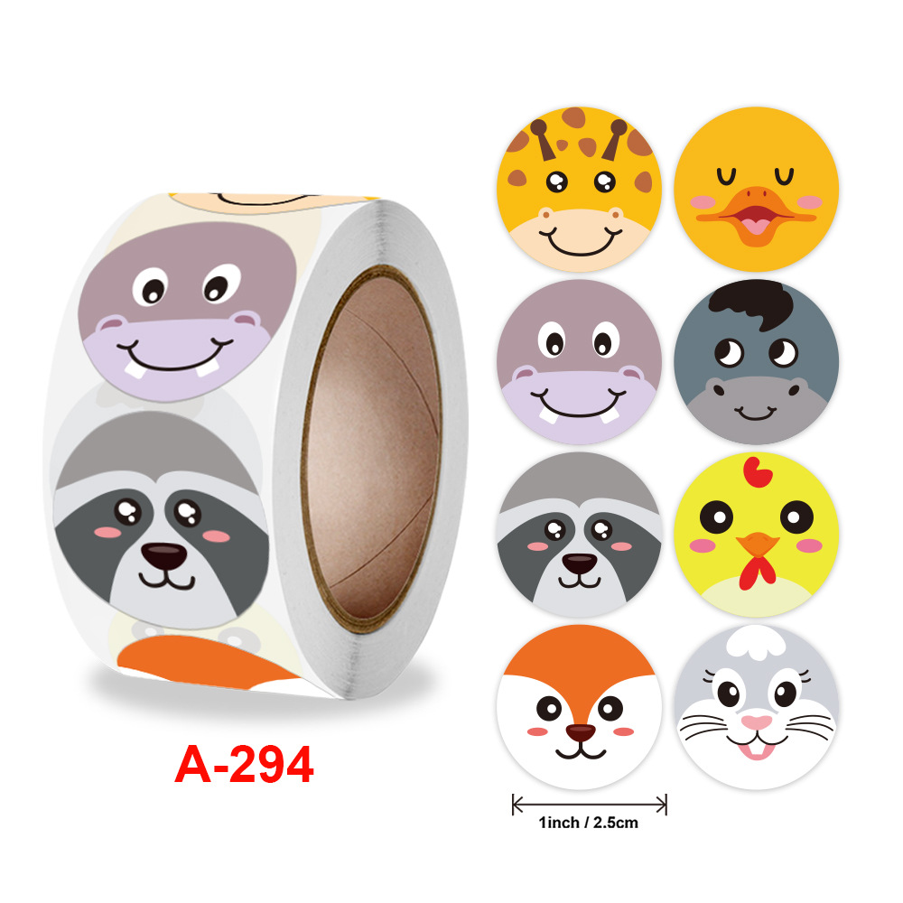 Cuộn 500 tem Sticker Hình thú dễ thương cho bé - 2.5cm