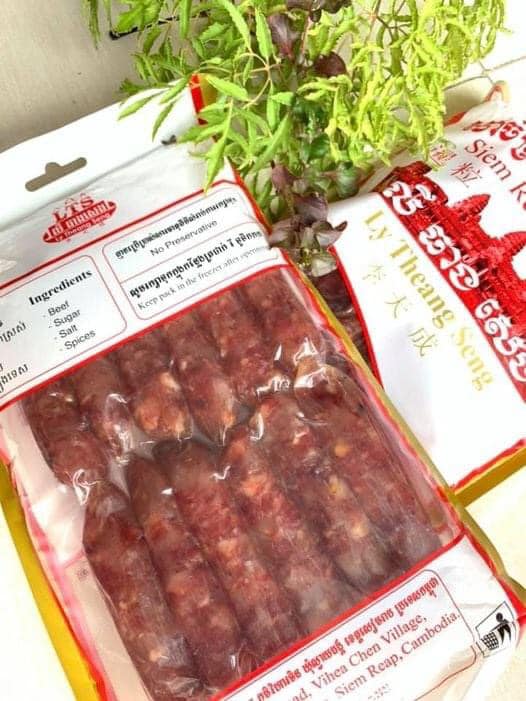 Lạp Xưởng Bò Siêm Riệp  Đặc Sản Campuchia Nổi Tiếng Lâu Đời - Thích Hợp Làm Quà Biếu Tết [ Bịch 500gram ]