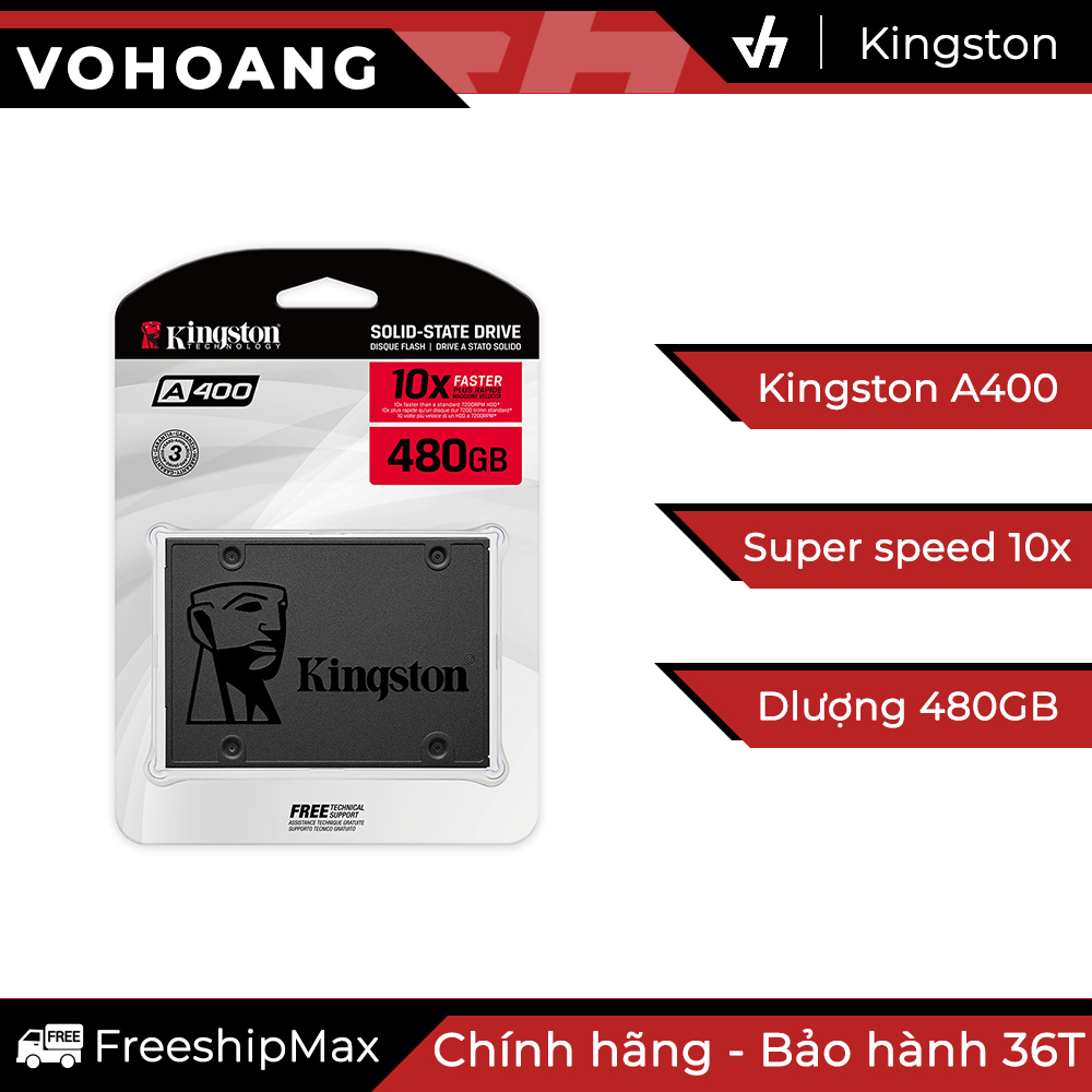 Ổ cứng SSD 480GB Kingston A400 - Chính hãng, tốc độ cao, bảo hành 3 năm