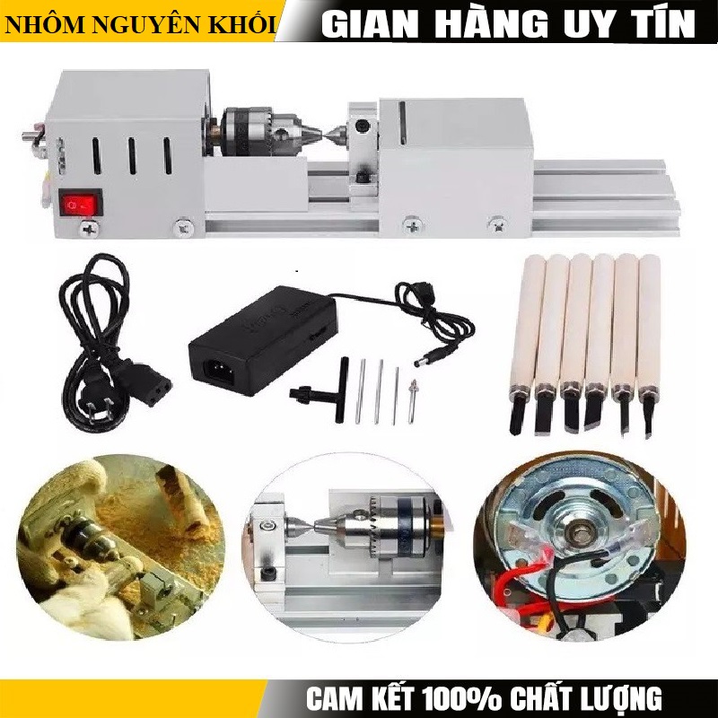 Máy tiện gỗ - Kích thước nhỏ gọn dễ dàng di chuyển khi sử dụng-  Có công tắc bật tắt thuận tiện