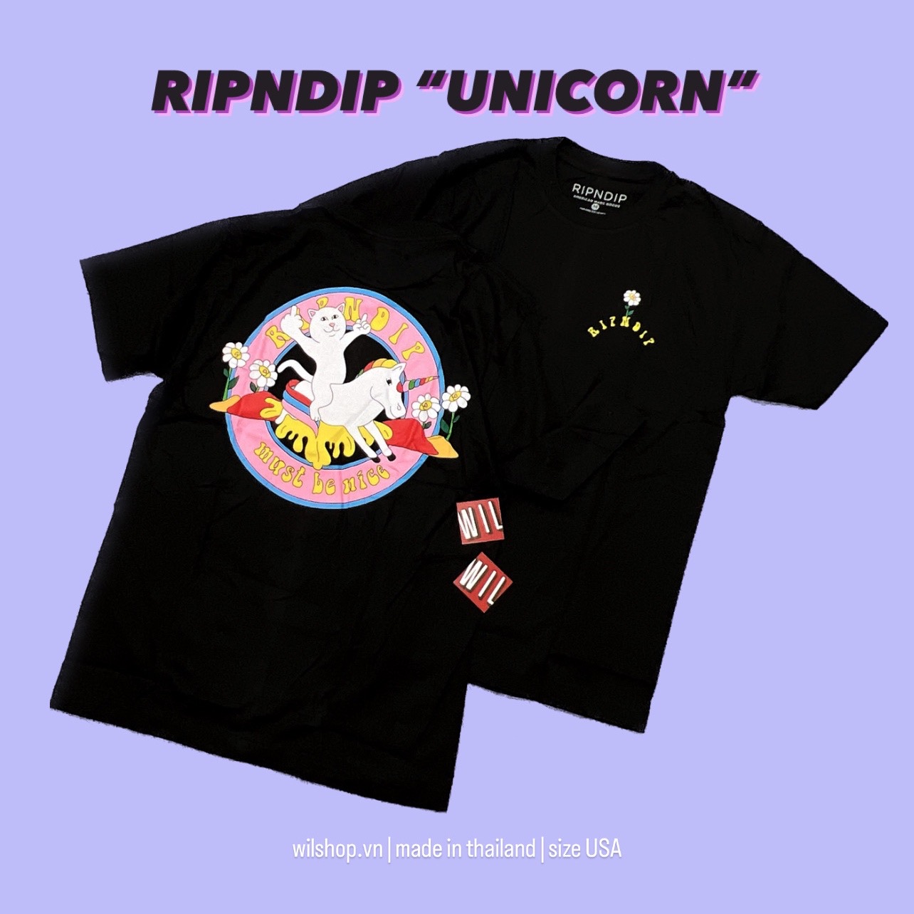 (M, L, XL) ÁO MÈO RIPNDIP - ÁO THUN UNISEX SIZE USA