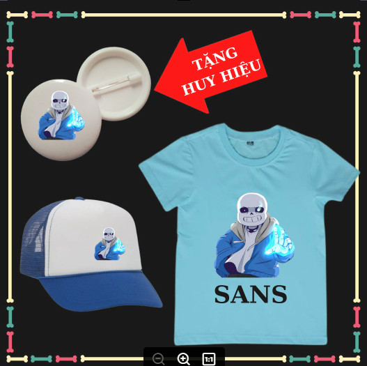 Mũ lưỡi trai Undertale Sans ngầu, áo thun bé trai bé gái in hình Sans Undertale, đủ size áo, đủ màu sắc, Kèm huy hiệu Sans