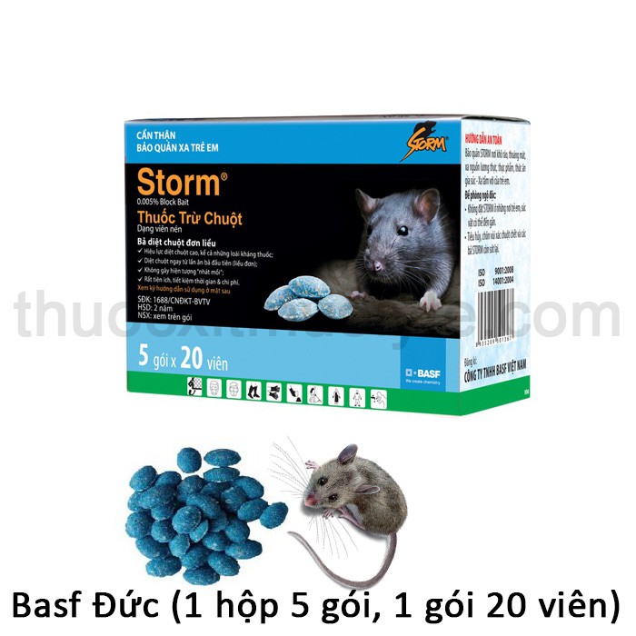 Thuốc diệt chuột Storm ( 20 viên/gói , 5 gói/hộp ) MEOGOG dạng viên tiện dụng Hiệu quả cao Thân thiện môi trường giá rẻ