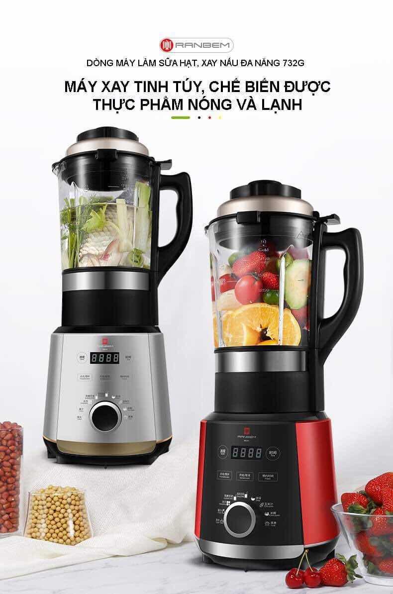 (+ tặng 101 công thức làm sữa hạt+sách hdsd tiếng việt)Máy xay sữa hạt đa năng RANBEM 732G - Model 2019( tiếng việt)