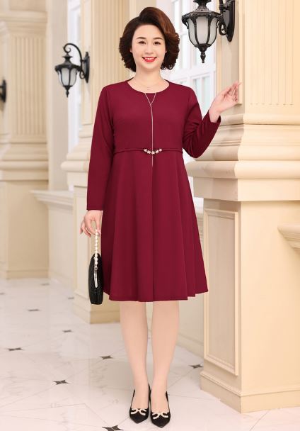 Đầm xòe quý cô trung niên bigsize sang trọng - BS29922