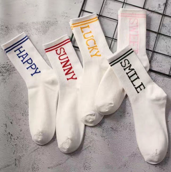 Set 5 đôi tất vớ nữ cao cổ phối chữ hpsn siêu hot