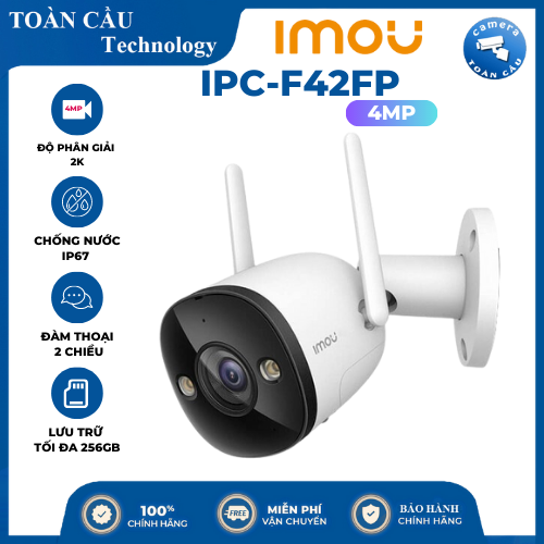 [CHÍNH HÃNG] Camera Wifi 4MP IPC-F42FP IMOU - ĐỘ PHÂN GIẢI 2K SẮC NÉT, CHỐNG NƯỚC IP67, ĐÀM THOẠI 2 CHIỀU, LƯU TRỮ TỐI ĐA 256GB - CAMERA TOÀN CẦU