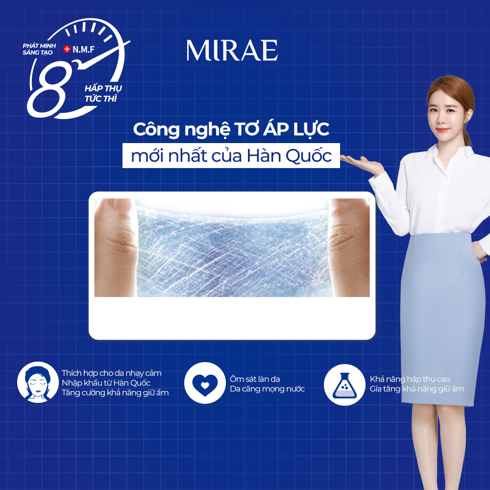 Mặt nạ Mirae EX8 phút dưỡng trắng cấp tốc - Oxygen cung cấp độ ẩm giúp da sáng bóng