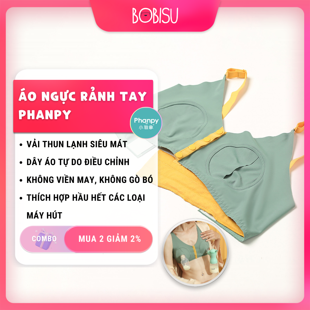 [Có sẵn] Áo ngực rảnh tay cho máy hút sữa Phanpy