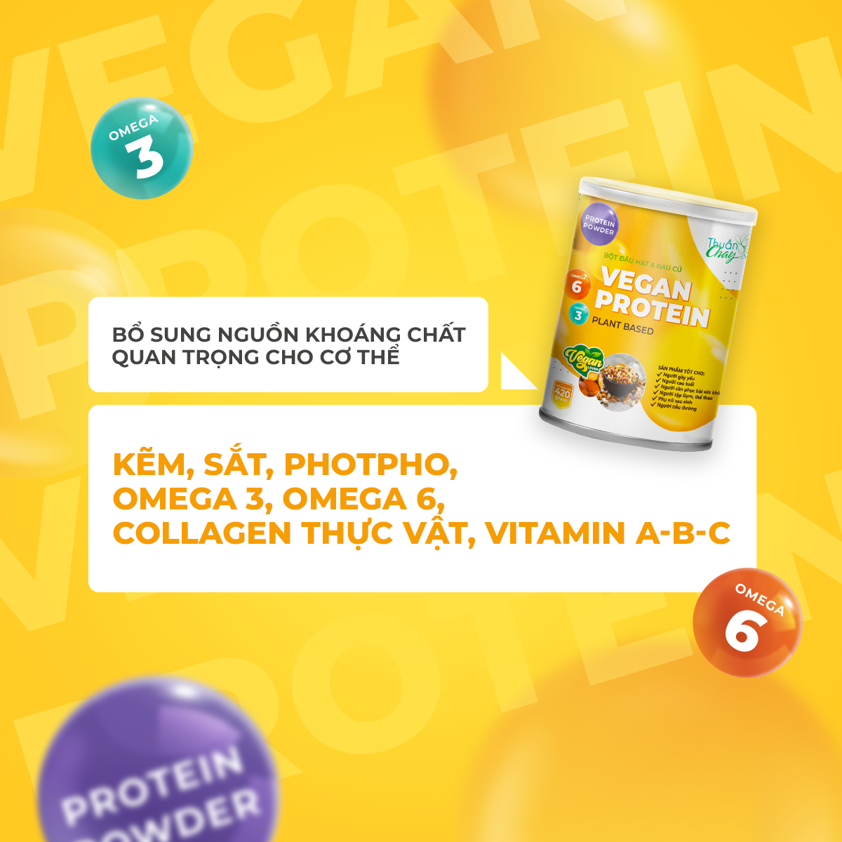 Bột Đậu Hạt Rau Củ Vegan Protein Thuần Chay Bổ Sung Protein Thực Vật Không Đậu Nành