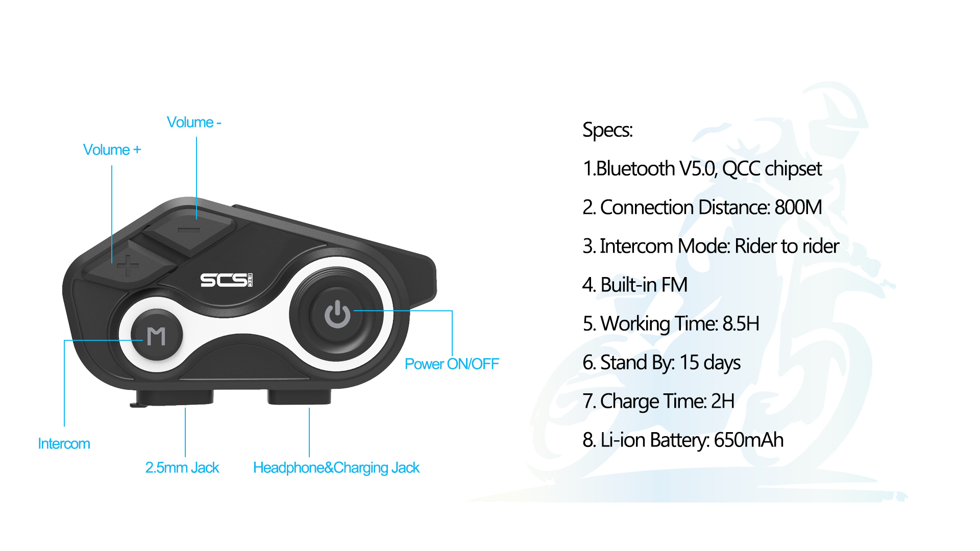 Tai Nghe mũ bảo hiểm Bluetooth Intercom SCS S8X