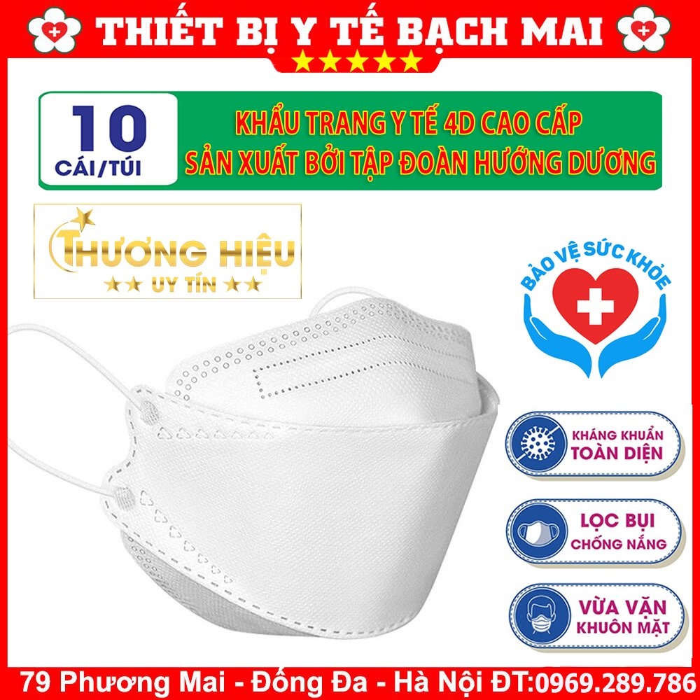 [Mới] Khẩu Trang Y Tế 4 Lớp Cao Cấp Hướng Dương - Kháng Bụi Siêu Mịn, Ngăn Ngừa Vi Khuẩn [10 Chiếc/1 Túi]