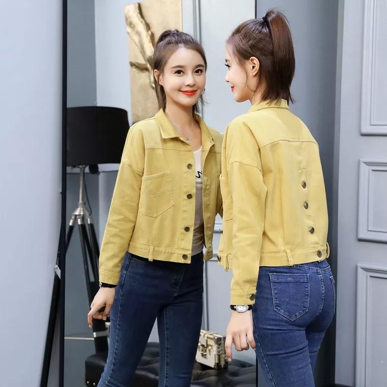 ÁO KHOÁC NỮ VÀNG CÁ TÍNH THỜI TRANG NHIỀU NÚT SAU KINH ĐÔ THỜI TRANG XUẤT KHẨU