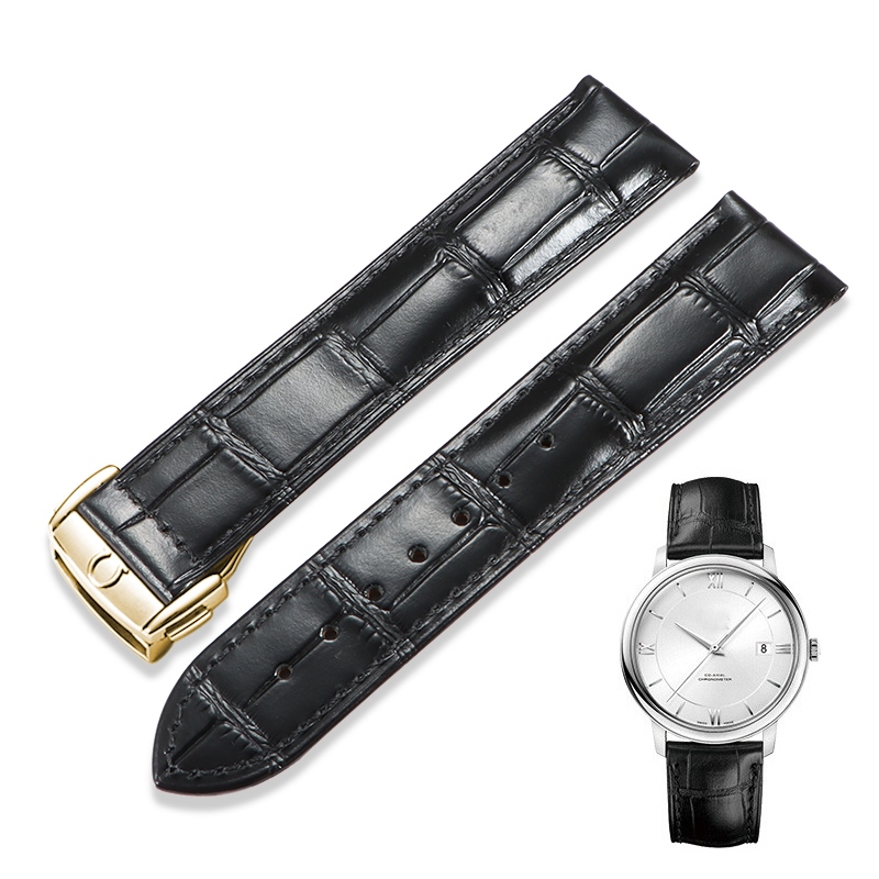 Omega dây da bướm seamaster 300 speedmaster nam omega nữ chính hãng ban đầu dây đồng hồ phụ kiện 20 mm