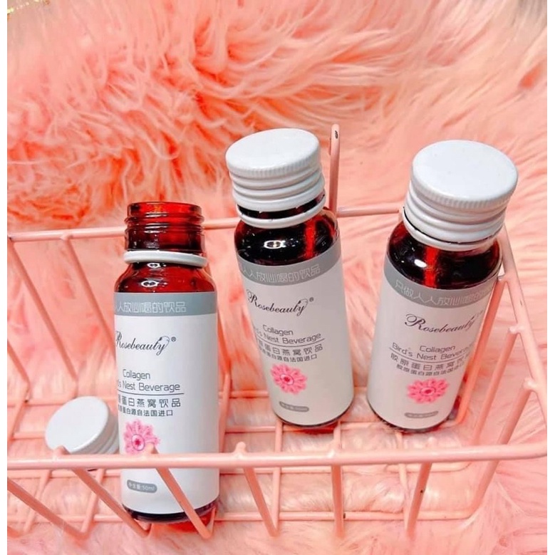 (Hộp 8 Chai) Nước Uống Collagen Rose Beauty Yến Tươi , Trắng Mịn Da , Chống Lão Hóa , Tăng Cường Tiết Tố Nữ , Mờ Thâm Nám Rosebeauty