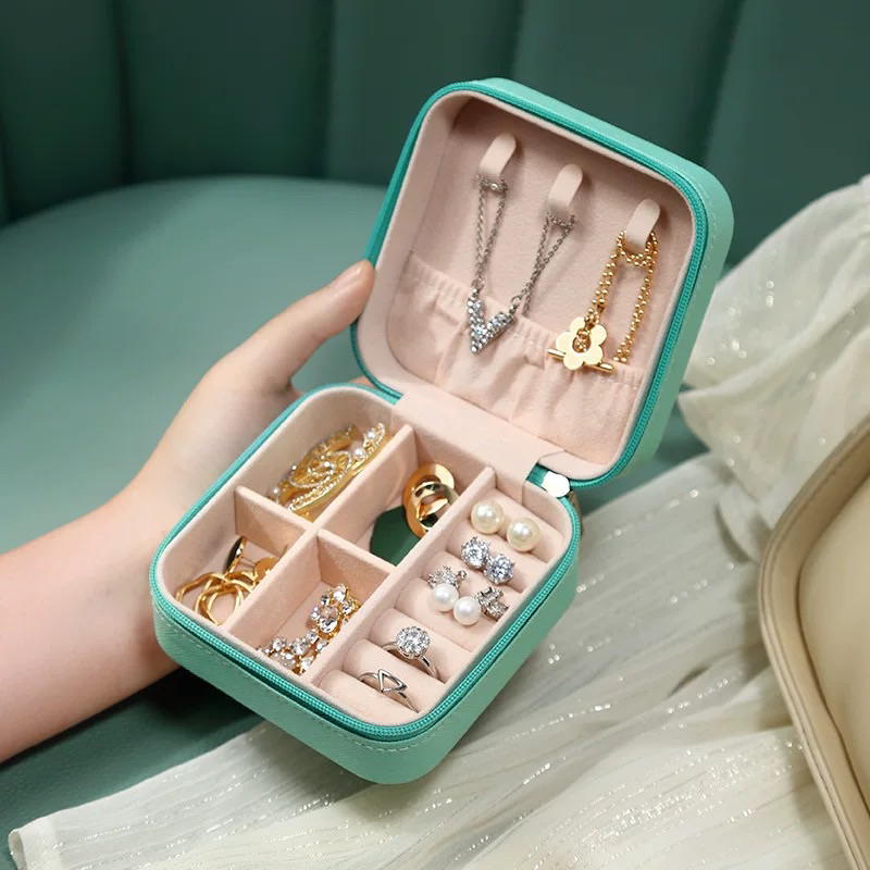 Hộp Đựng Trang Sức  Son Phấn Du Lịch Mini Bọc Da Cao Cấp