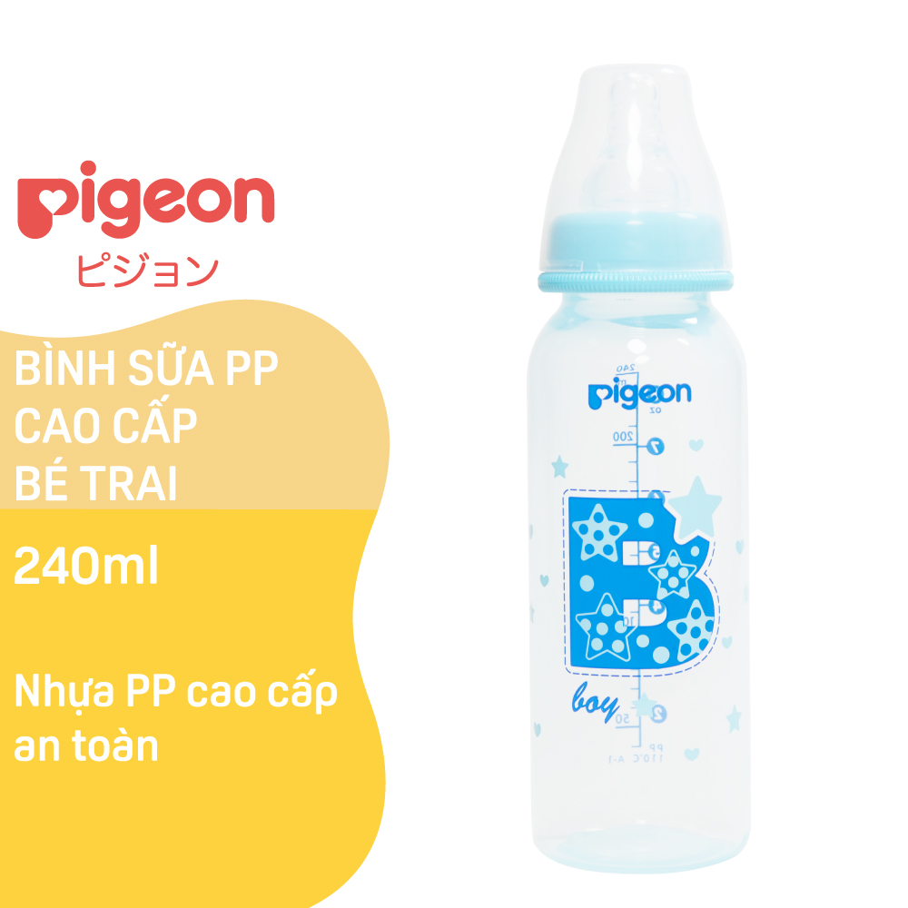 Bình sữa cổ hẹp PP cao cấp bé trai Pigeon 240ml (M)