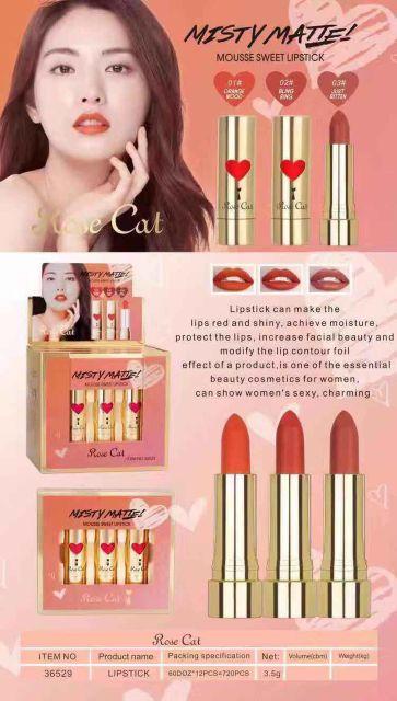 [Hcm]Set 3 Cây Son Thỏi Kiss Me Rose Cat - Hình Tự Chụp