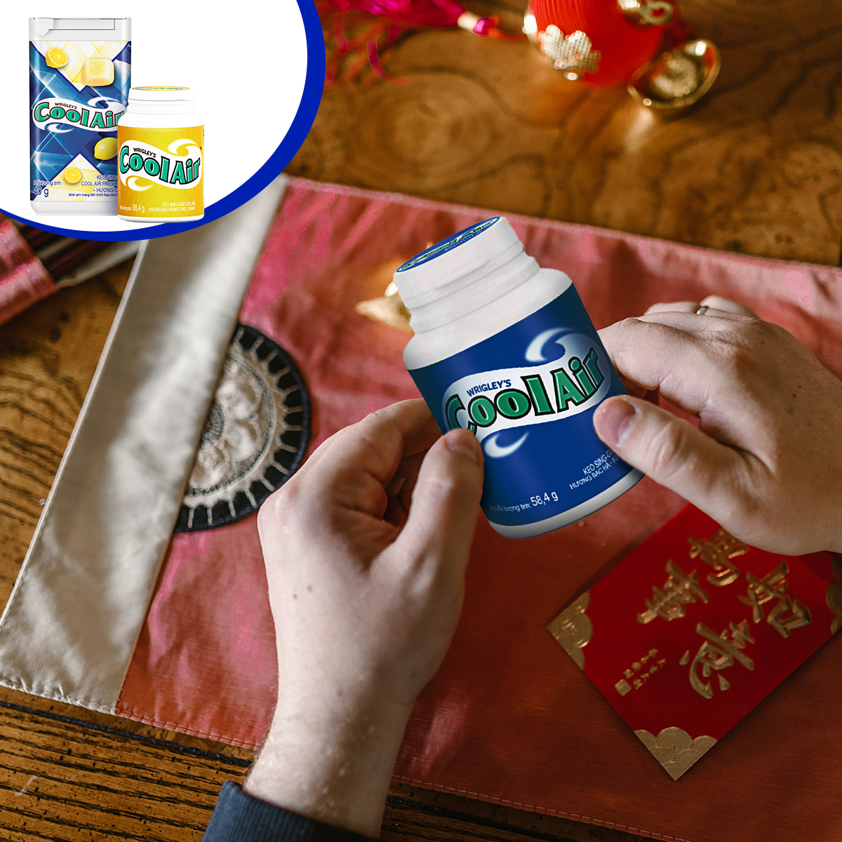 Combo 2  Kẹo Sing-Gum Cool Air Hương Bạc Hà - Khuynh Diệp Hũ Lớn 100 Viên