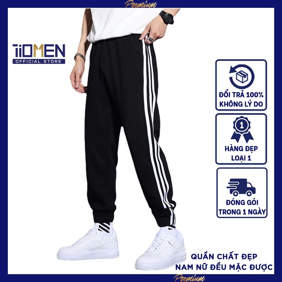 ☬ Quần 3 sọc thể thao nam nữ ống suông quần thể thao nam nữ unisex dài 3 sọc  trắng ống rộng - MixASale
