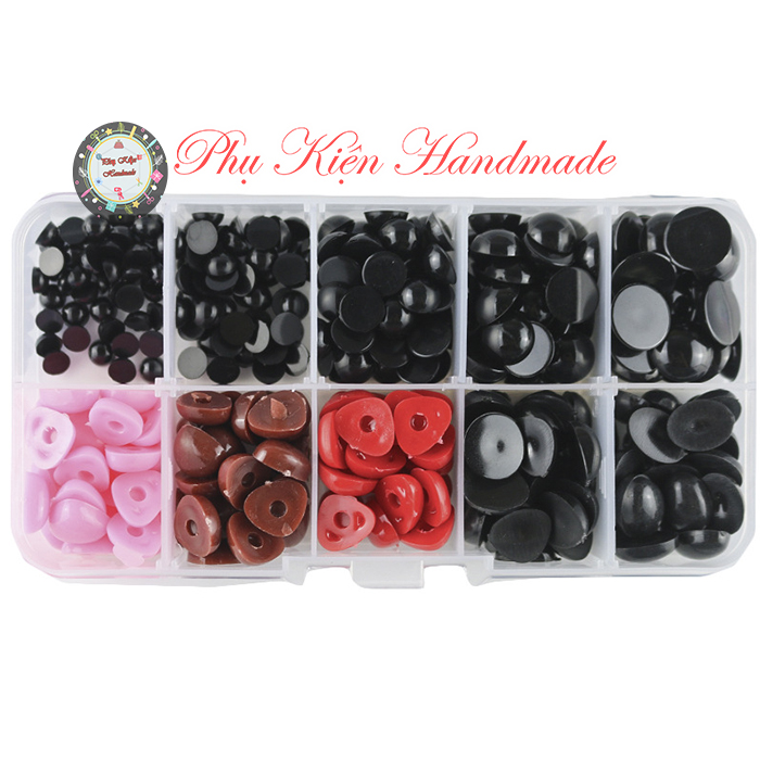 Boxes of Eye and Nose Stickers in Many Sizes for Making Stuffed Animals