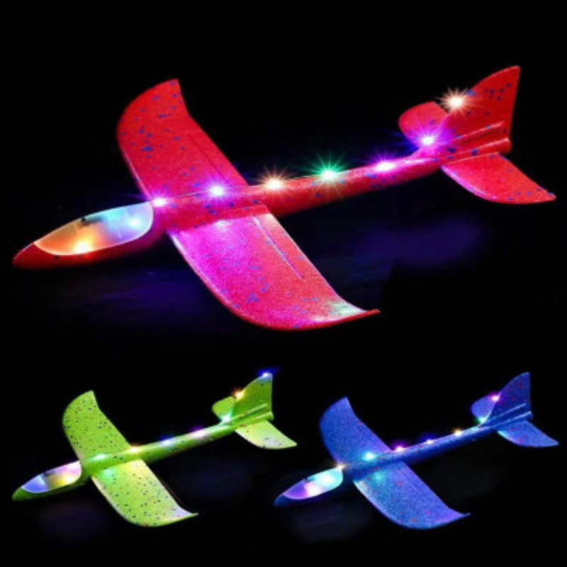 Máy bay xốp 48cm đồ chơi ném tay máy bay có đèn led toàn thân - đồ chơi trẻ em ngoài trời vận động