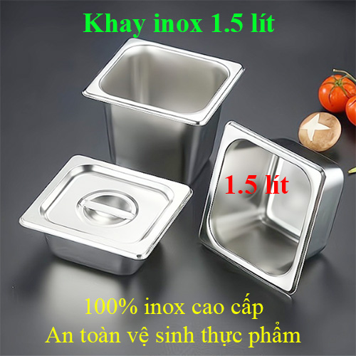 Khay inox đựng thực phẩm GN 1/6 sâu 100mm