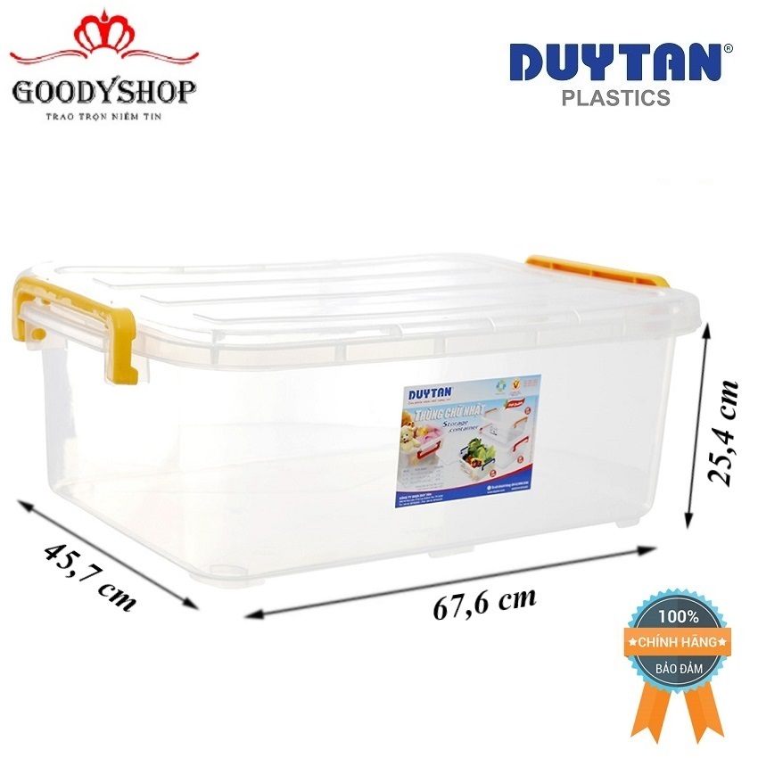 Thùng Nhựa Chữ Nhật Trong Suốt 55 Lít (67,6x 45,7 x 25,4 cm )No.H0998 Của Duy Tân . dùng  bảo quản đồ đạc sạch sẽ, an toàn,gọn gàng.GOODYSHOP