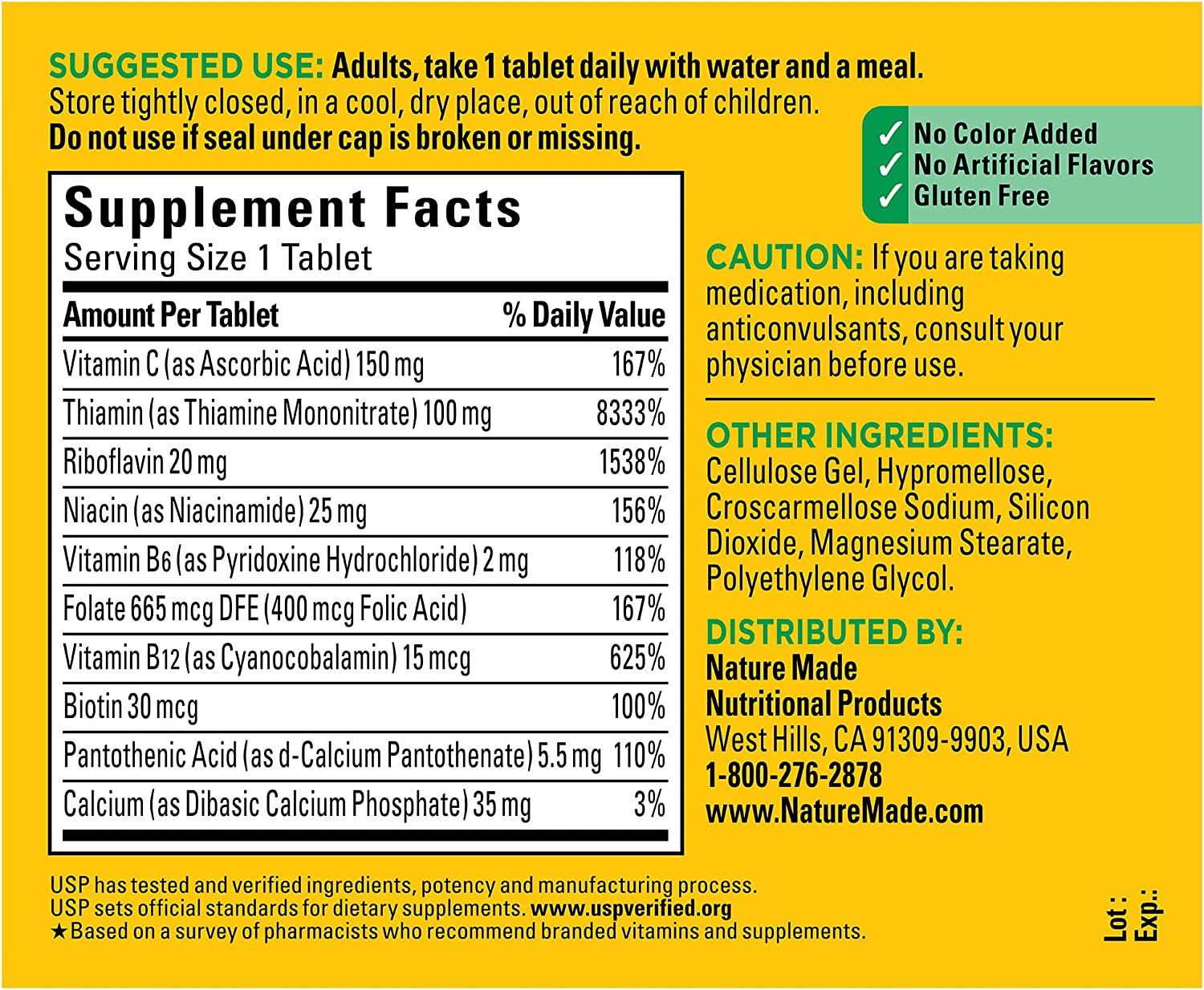 Viên uống Vitamin B Super B Complex Nature Made [Hàng Mỹ]