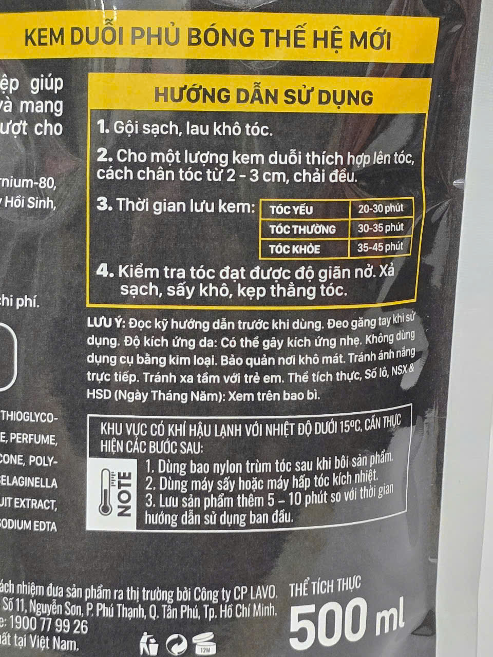 Thuốc Duỗi Phủ Bóng 1 Bước LAVOX NANO COMPLEX 500ml