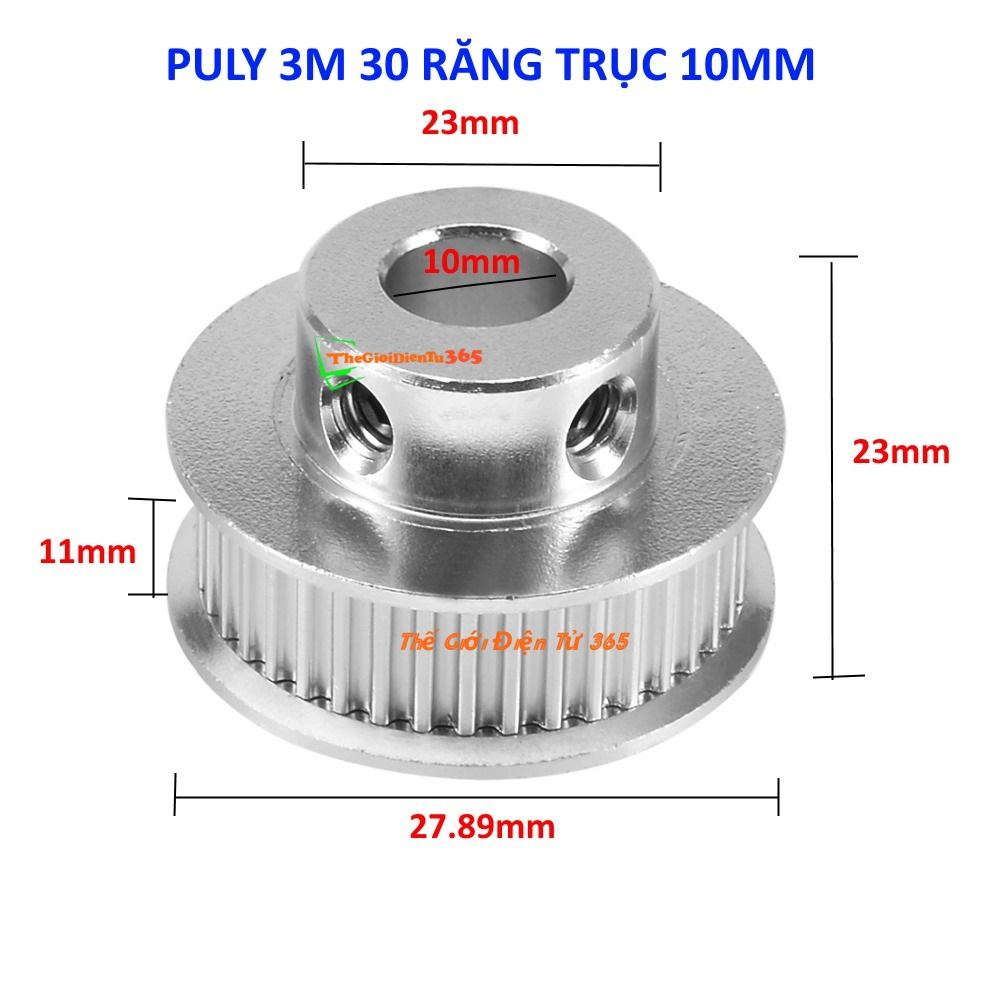 PULY BÁNH RĂNG NHÔM 3M 30 RĂNG BẢN RỘNG ĐAI 11MM TRỤC 10MM