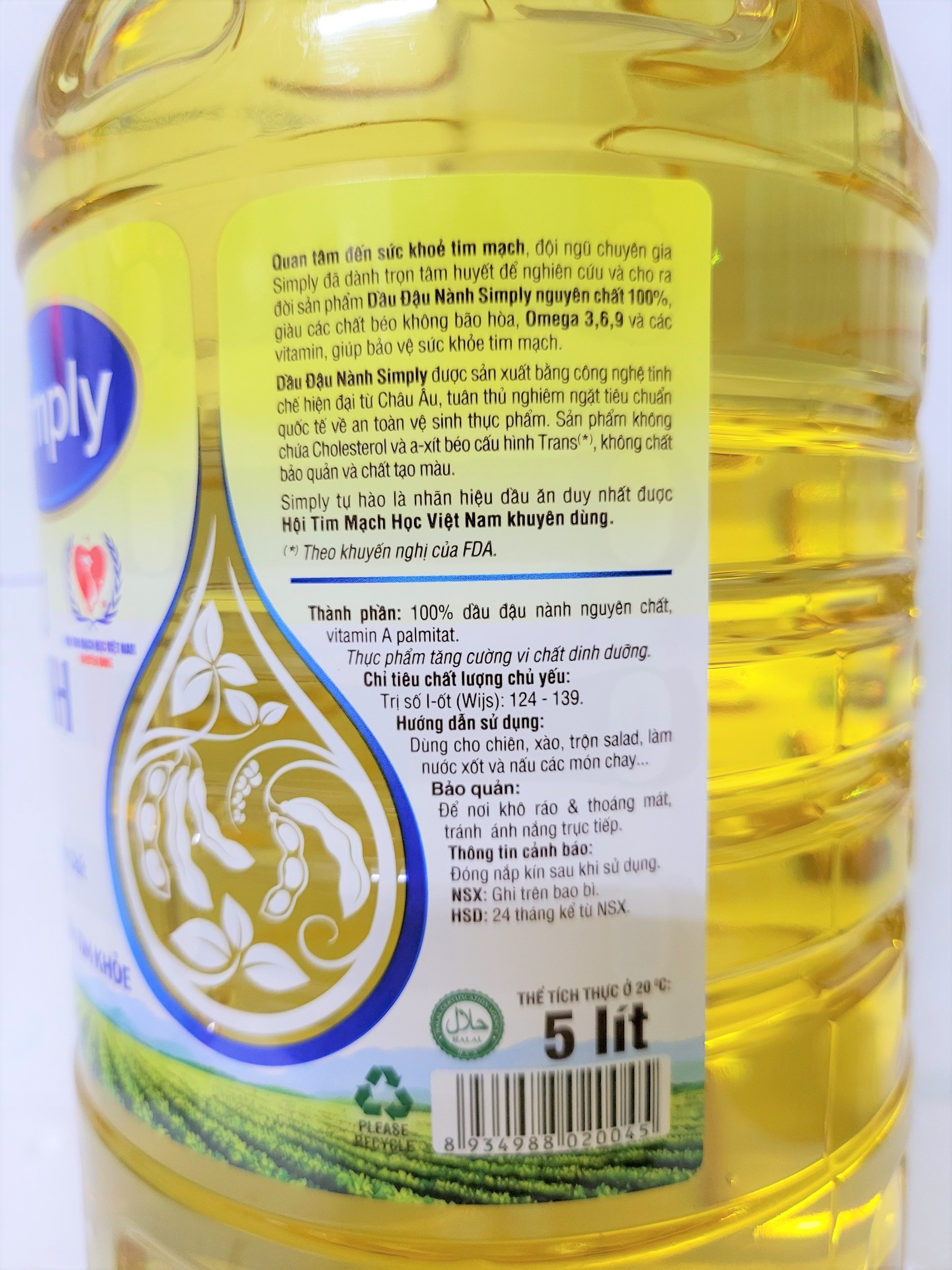 [BÌNH LỚN 5 Lít] DẦU ĐẬU NÀNH [VN] SIMPLY Soybean Oil (halal)