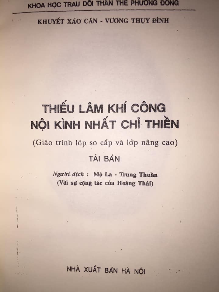 Sách Thiếu Lâm Khí Công Nội Kình Nhất Chỉ Thiền