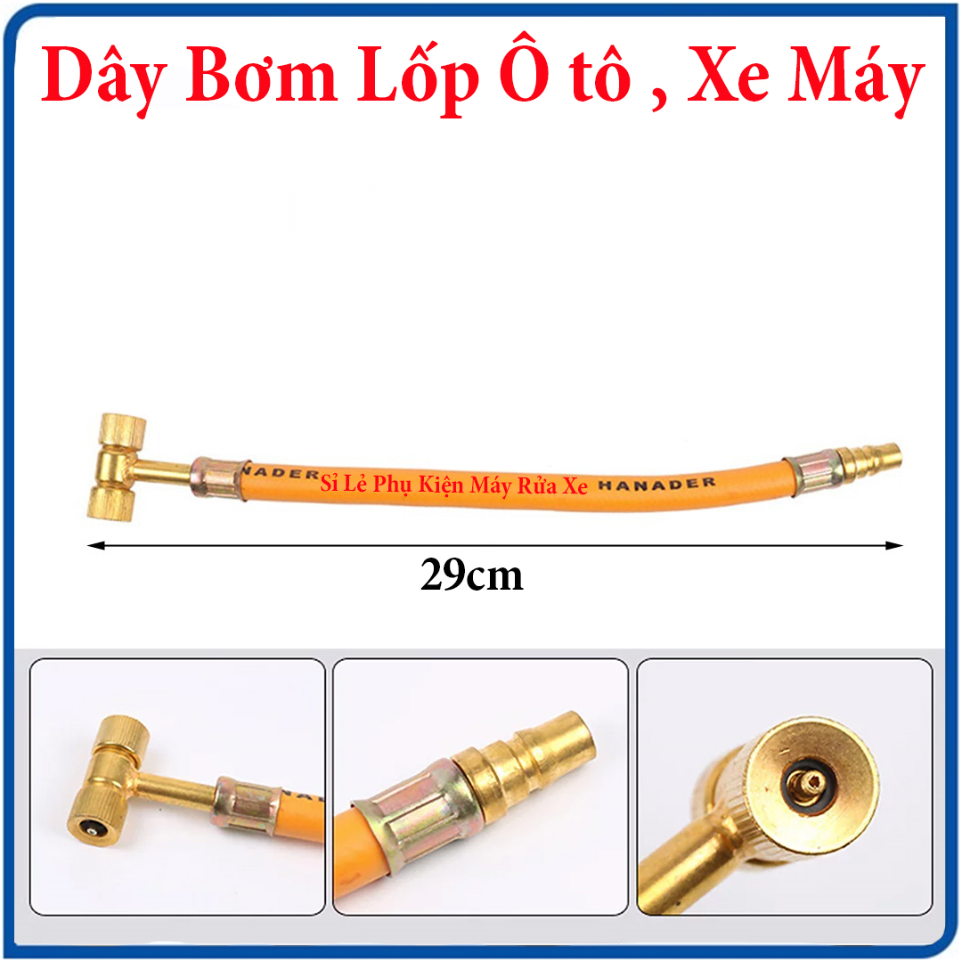 Dây bơm lốp xe ô tô, xe máy 2 đầu búa ( Dài 29cm )