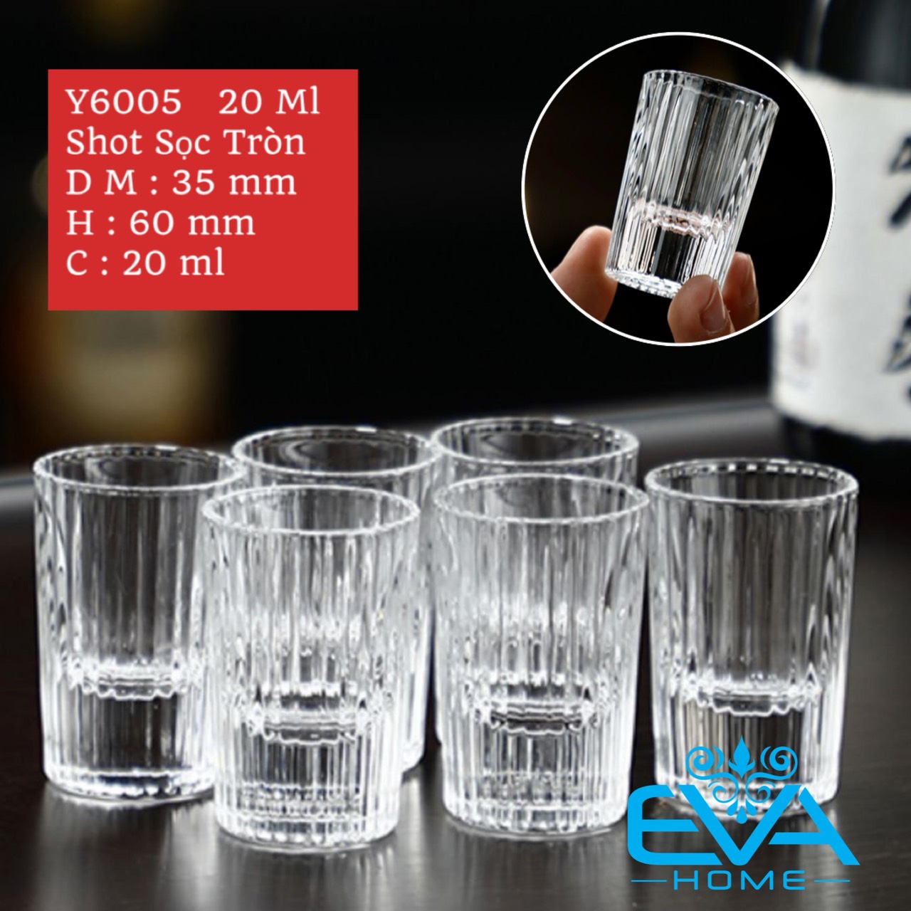[HCM]Bộ 12 Ly Thuỷ Tinh Nhỏ Dáng Ly Rượu Shot 20 Ml Deli EY3001 M2957