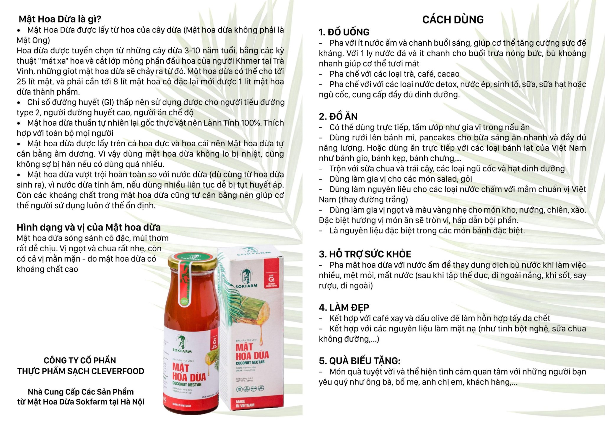 MẬT HOA DỪA SOKFRAM 250ml ĐẶC SẢN TRÀ VINH