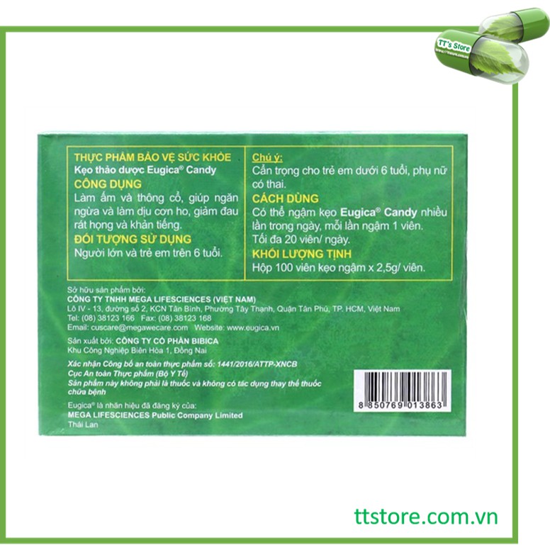[HCM]Kẹo ngậm EUGICA CANDY [Hộp 100 viên] - egica