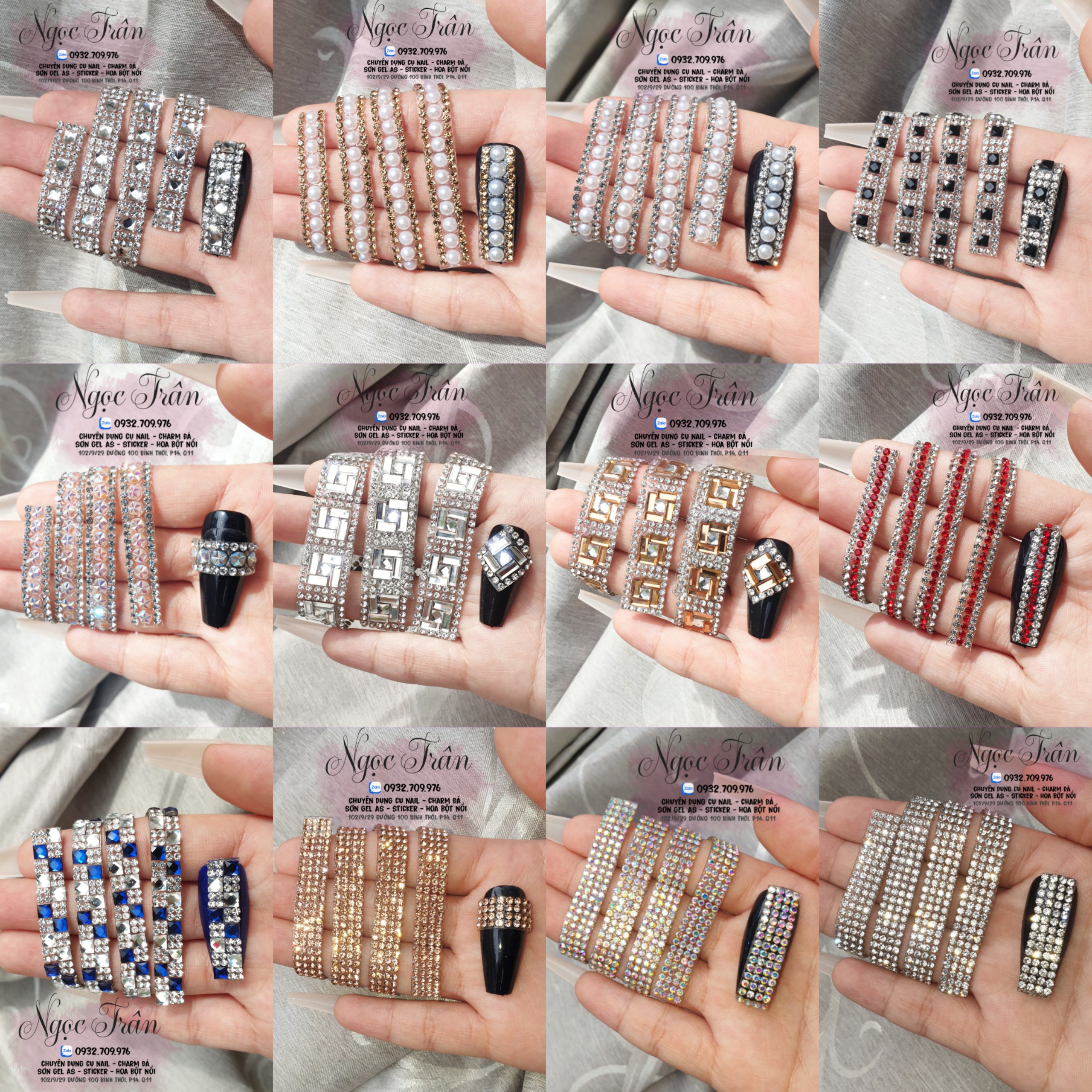 Cuộn Charm Dây Đá Viền Trang Trí Móng