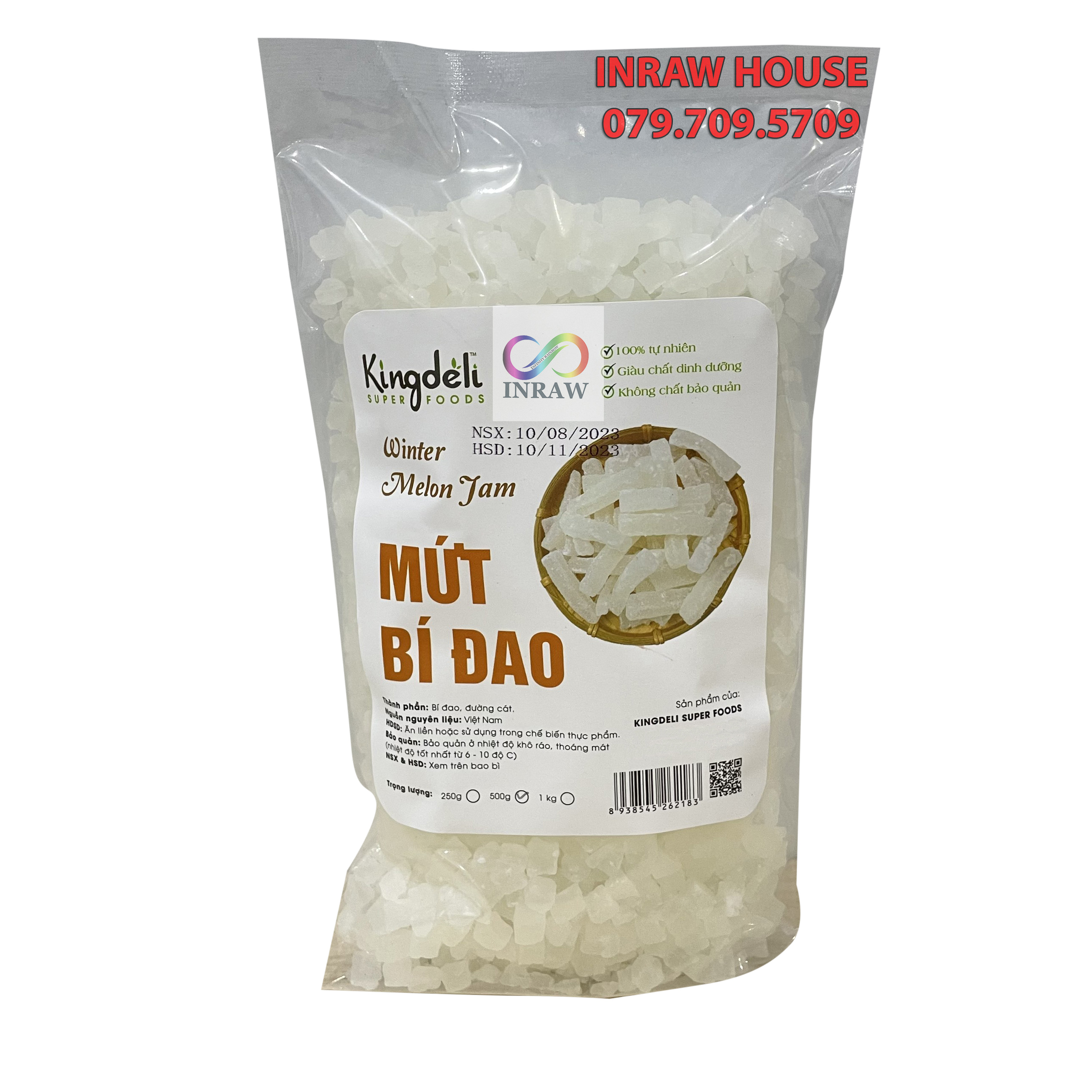 Mứt bí hạt lựu túi 500gr - nguyên liệu làm bánh trung thu