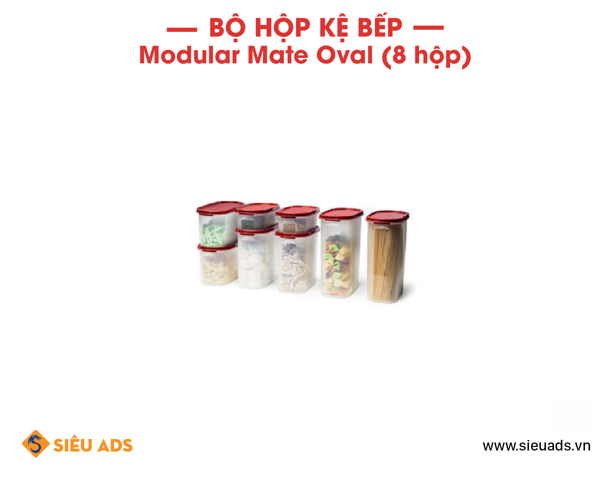 Bộ hộp trữ khô kệ bếp Modular Mate Oval (8 hộp) Tupperware