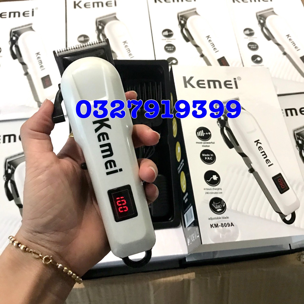 Kemei Premium Trimmer 809A - Trimmer 8000 Rpm Lithium-Ion Battery 2000Mah Lcd Screen Displays Battery Quantity