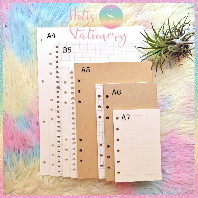 Giấy refill ruột sổ bìa còng Hotis binder notebook A7/ A6/ A5/ B5/ A4