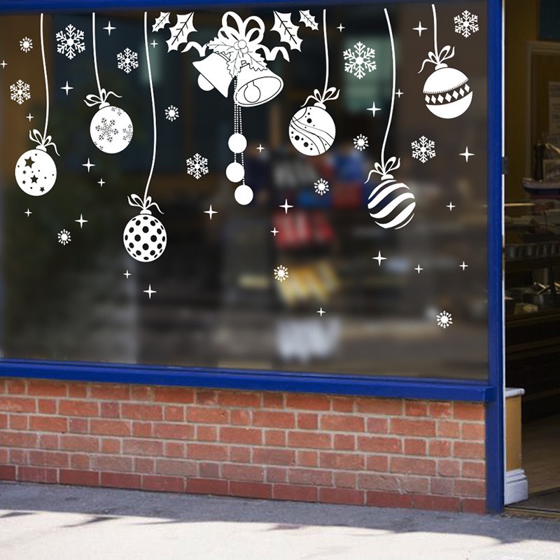 Decal noel trang trí giáng sinh noel chùm chuông và trái châu