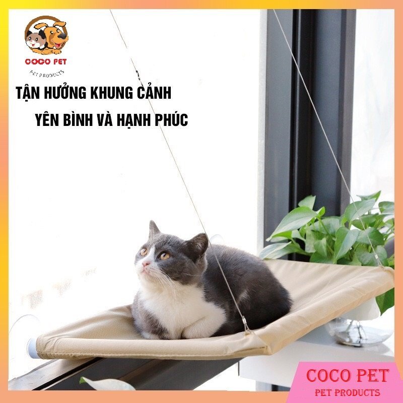 Giường/ võng treo gắn cửa sổ cho mèo nằm chơi và thư giãn