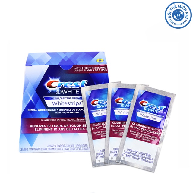 [HÀNG MỸ CHÍNH HÃNG] DÁN RĂNG CREST 3D WHITE GLAMOROUS WHITE Liệu trình 14 ngày