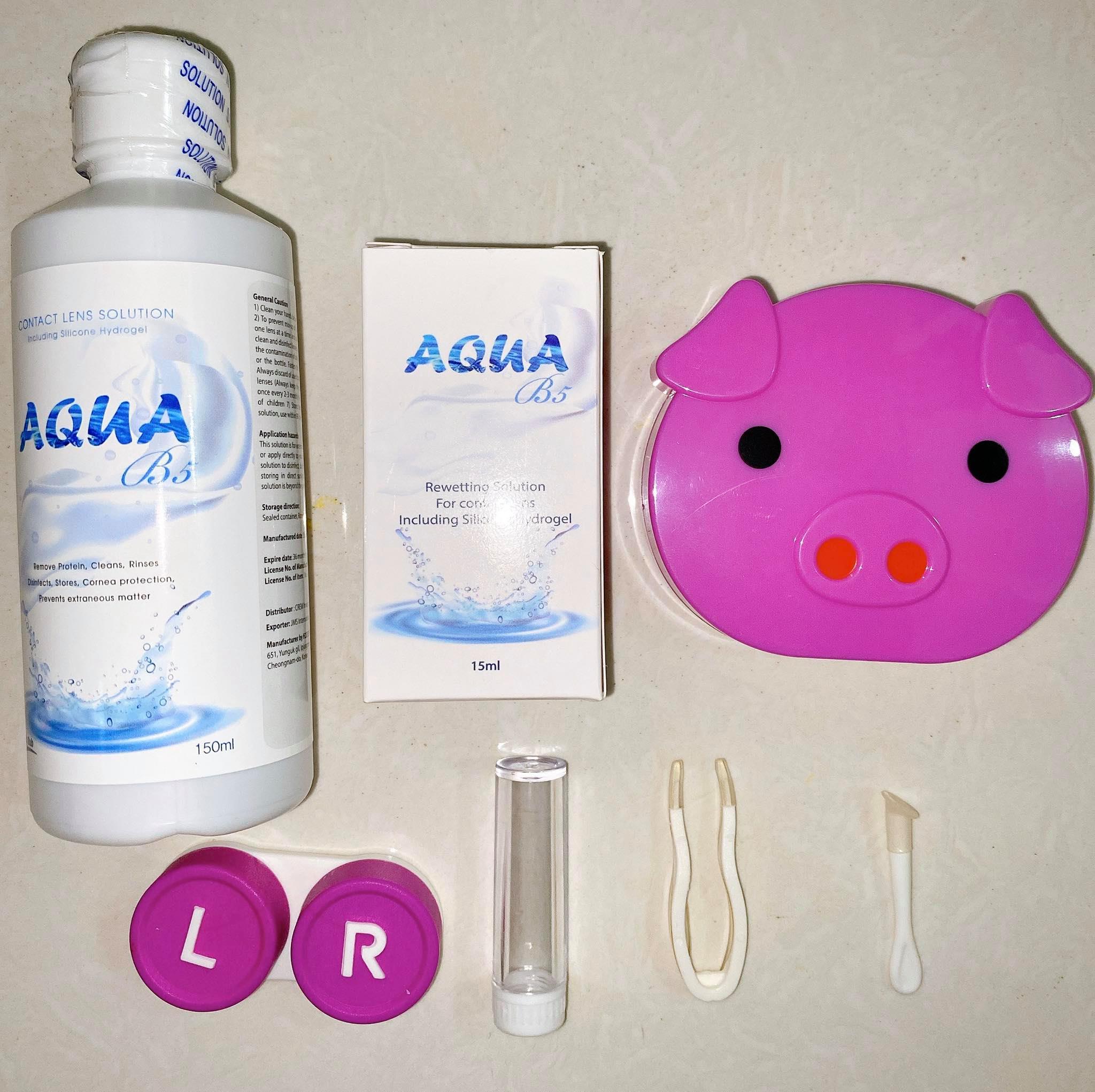 [HCM]Nước ngâm lens aqua  nhỏ mắt  khây gương hình thú ( chọn ngẫu nhiên ) full bộ dụng cụ đeo + hủ chiếc nước ngâm mini