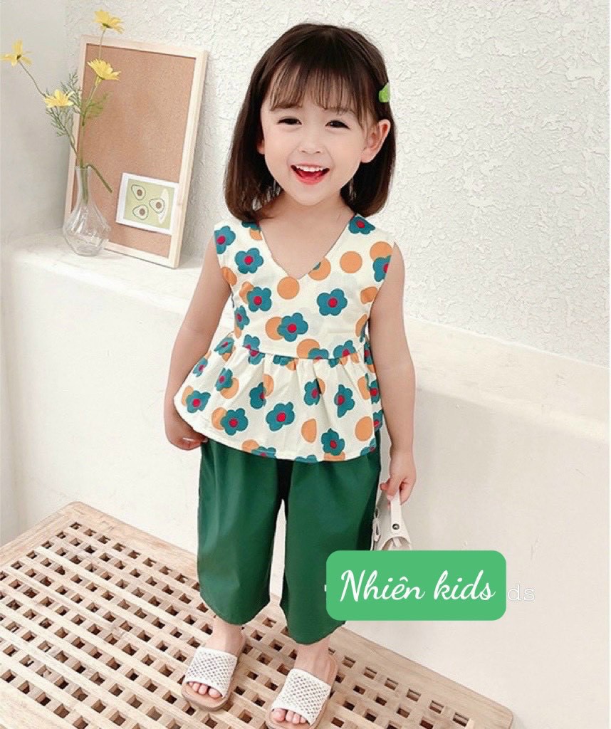 [SIZE NHÍ+ĐẠI] SÉT ÁO HOA PHỐI QUẦN ALIBABA SIÊU CUTE