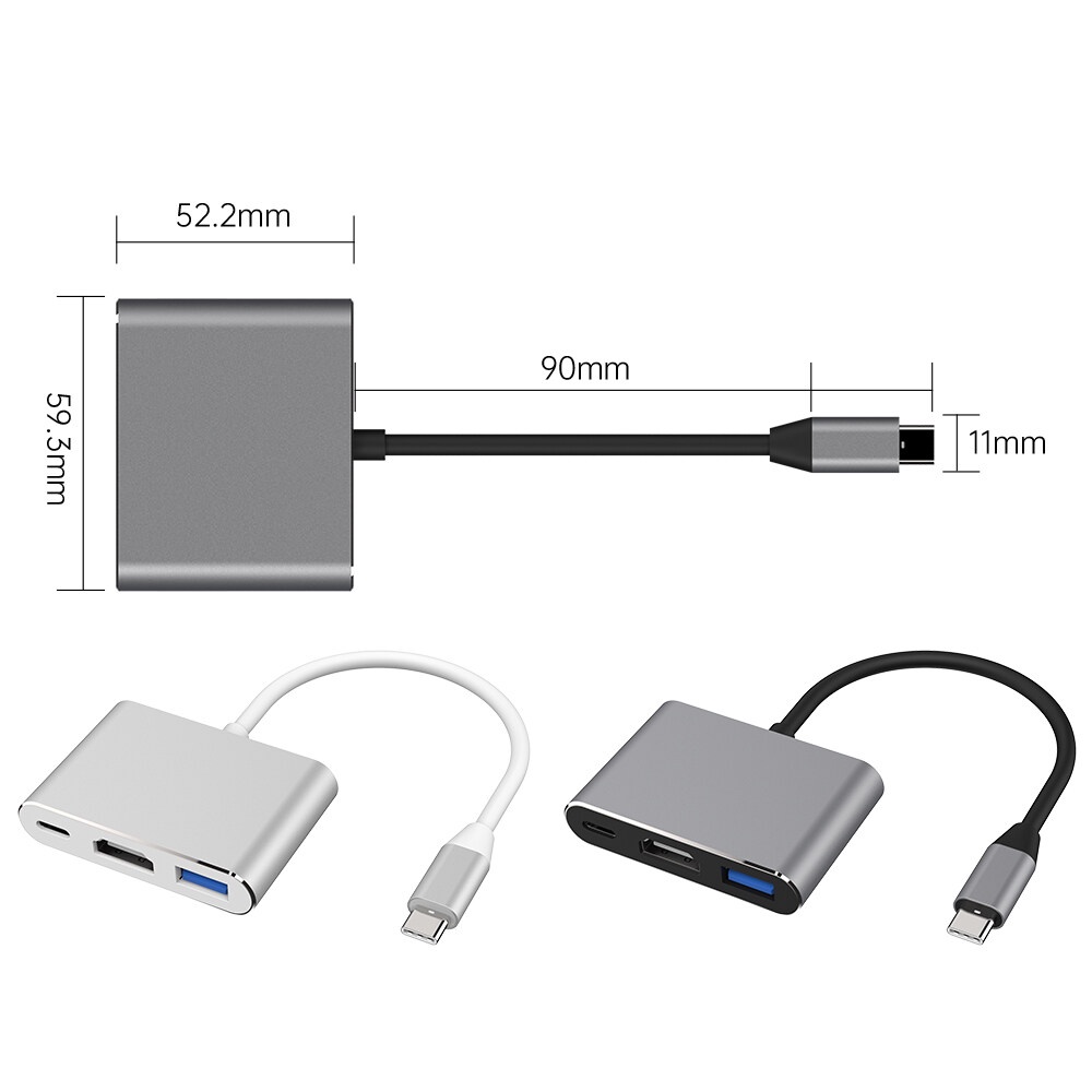 Bộ chuyển đổi USB Type-C đến USB-C, 4K HDMI, USB 3.0 - TOYCITY